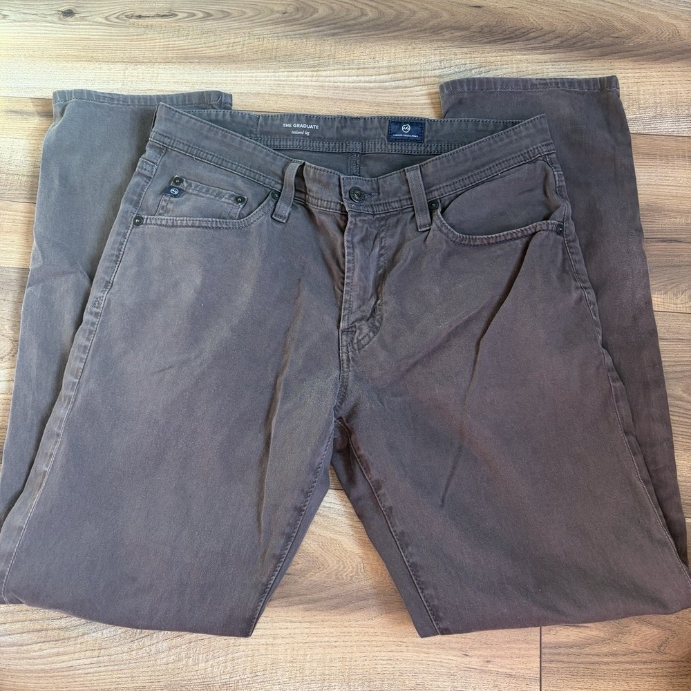 Adriano Goldschmied Jeans Mens 31x32 Brown‎ USA Made The Graduate Tailored
